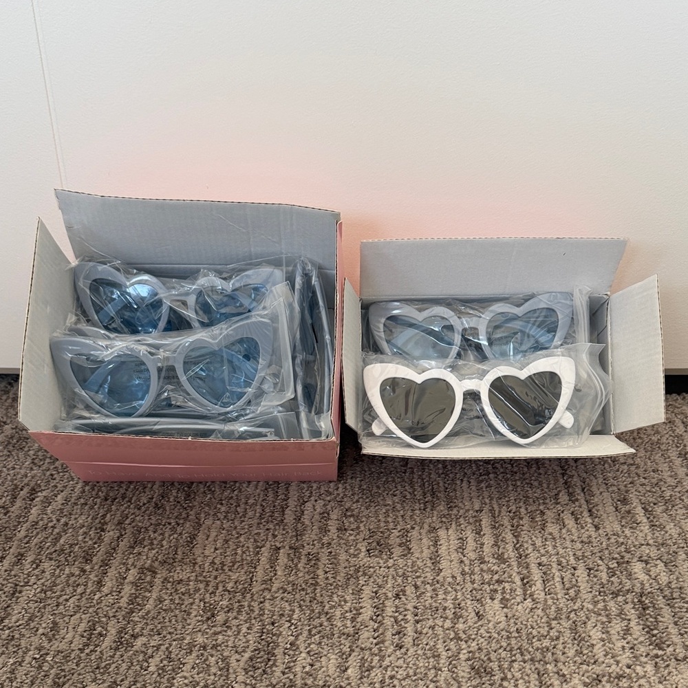 Heart-Shaped Sunglasses in Blue and White